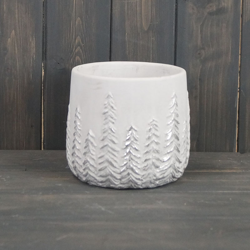 White Pot with Embossed Trees (TD13.5cm) detail page